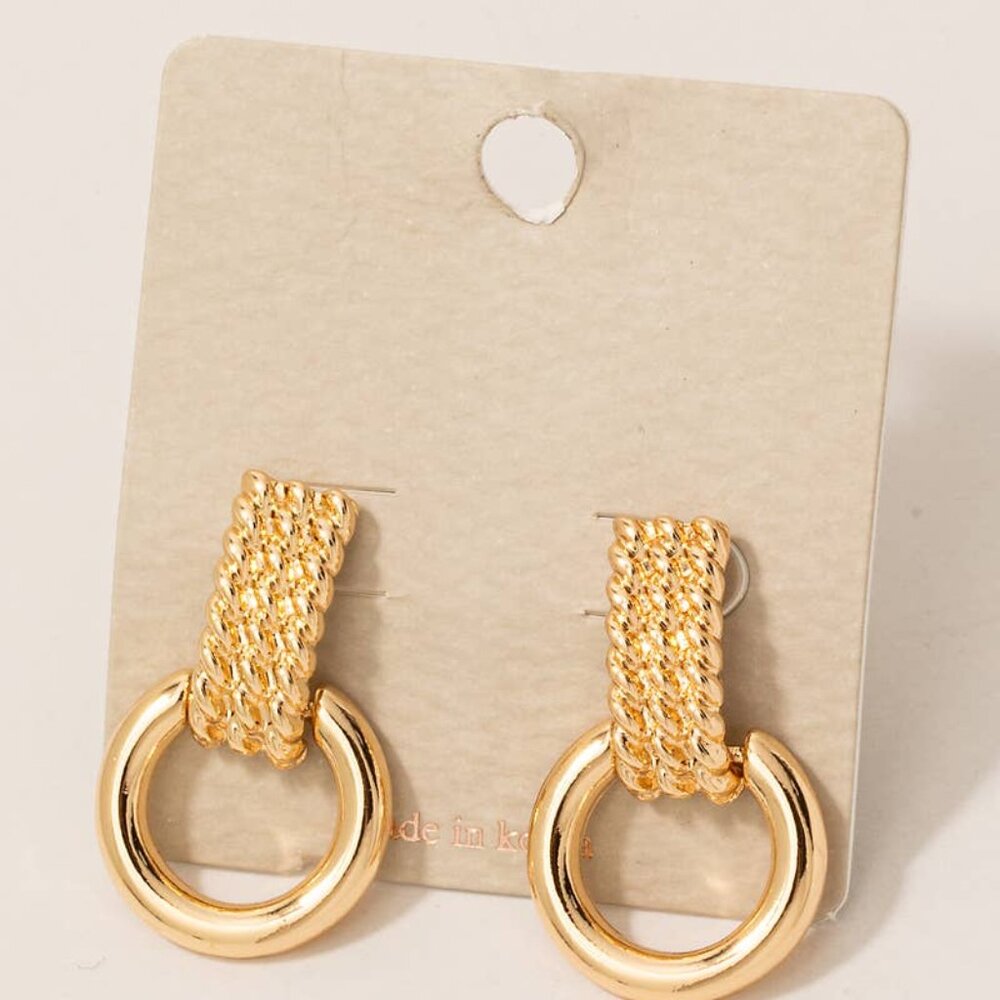 Metallic Braid And Hoop Dangle Earrings